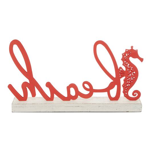 19" Red Coastal Beach Sign